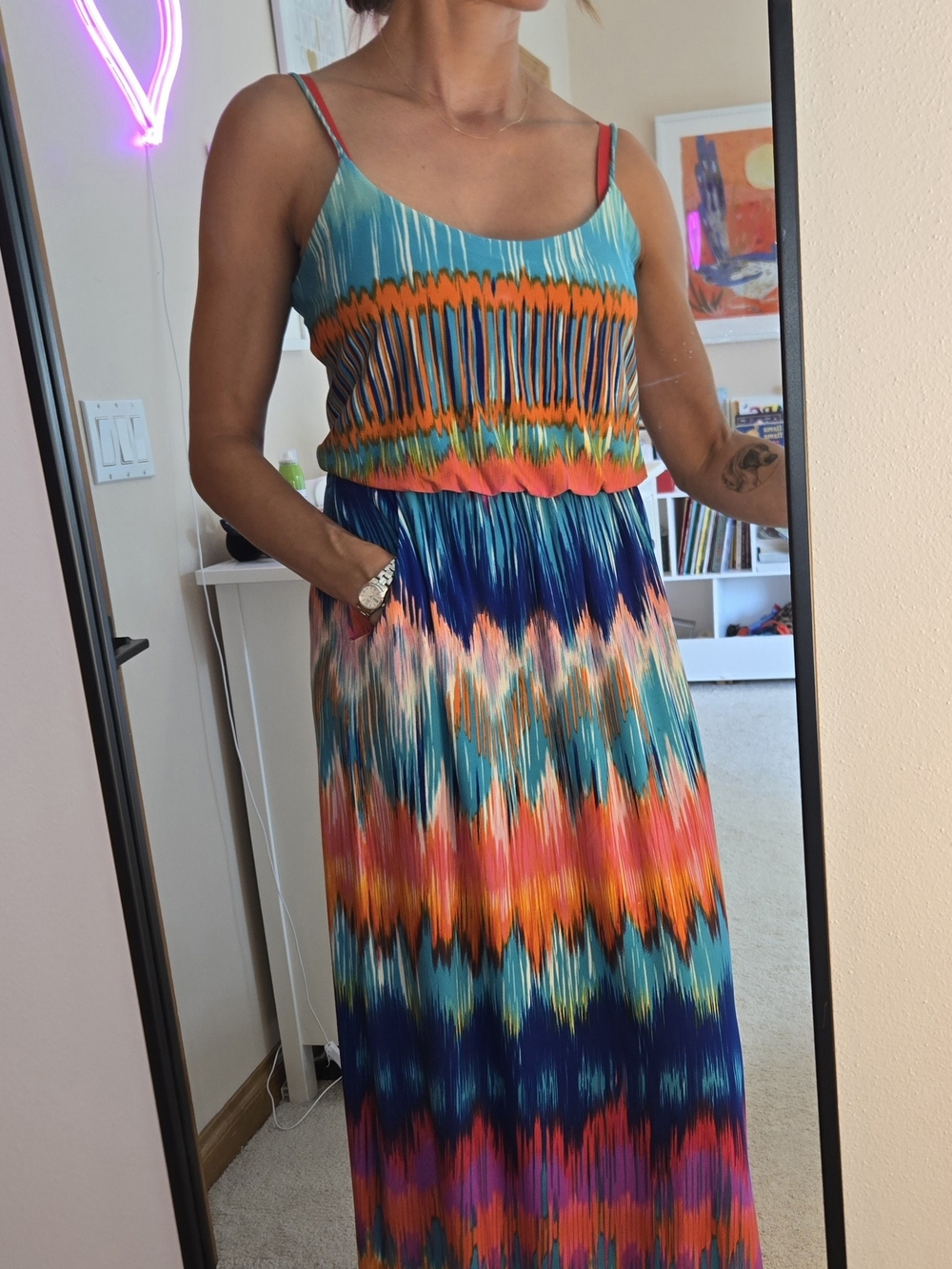 Bisou Bisou Turquoise Multi-Color Maxi Dress